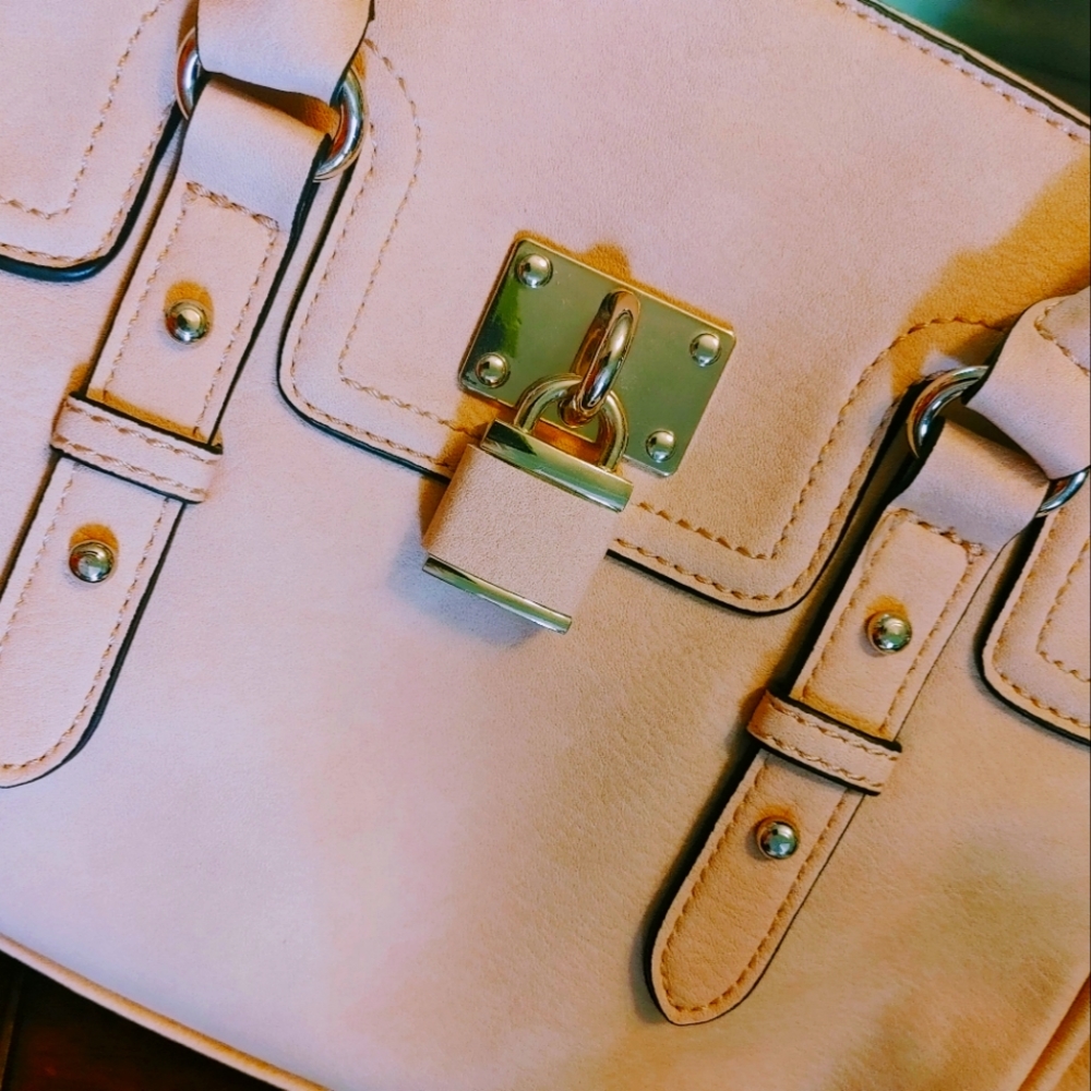 .Blush Pink Satchel with Shoulder Strap